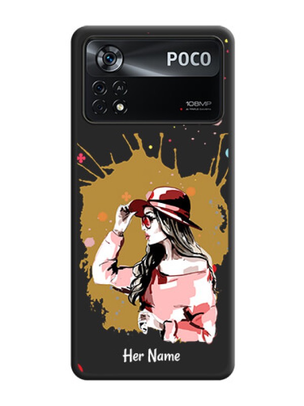 Custom Mordern Lady With Color Splash Background With Custom Text On Space Black Personalized Soft Matte Phone Covers -Poco X4 Pro 5G