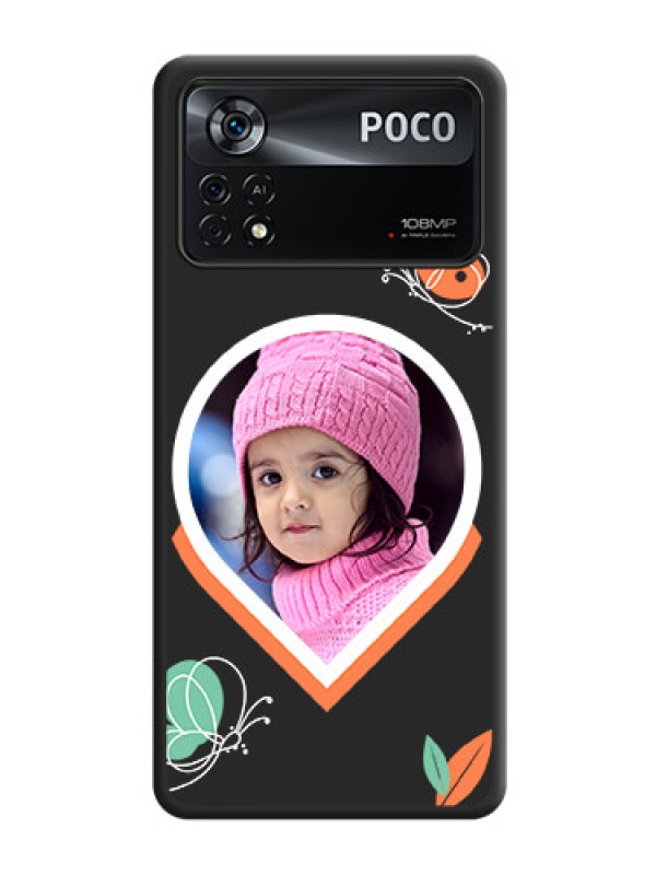 Custom Upload Pic With Simple Butterly Design On Space Black Personalized Soft Matte Phone Covers -Poco X4 Pro 5G