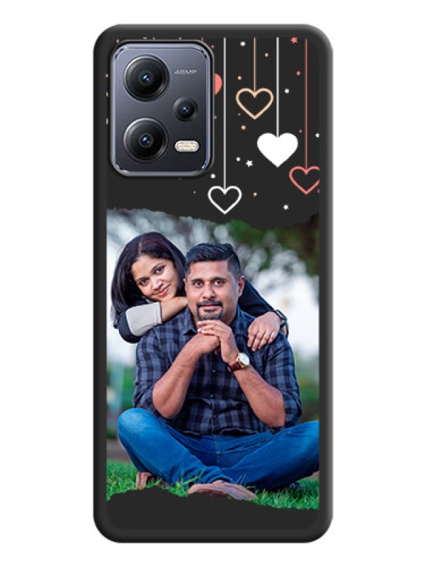 Custom Love Hangings with Splash Wave Picture on Space Black Custom Soft Matte Phone Back Cover - Poco X5 5G