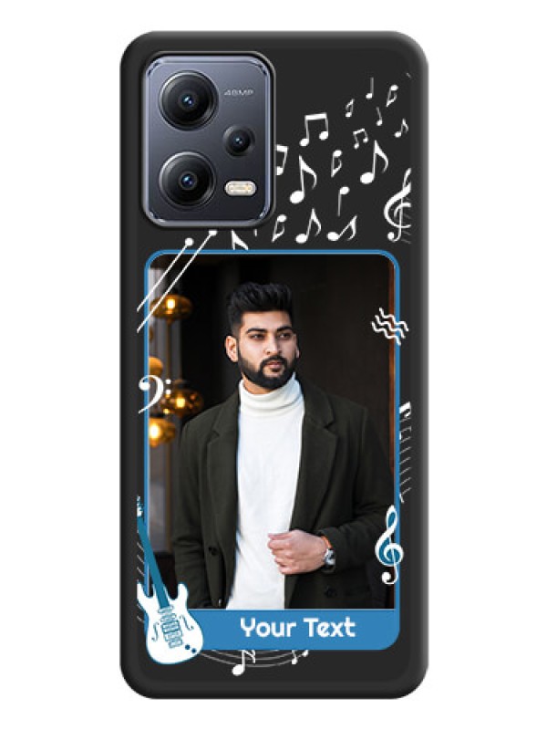 Custom Musical Theme Design with Text on Photo on Space Black Soft Matte Mobile Case - Poco X5 5G