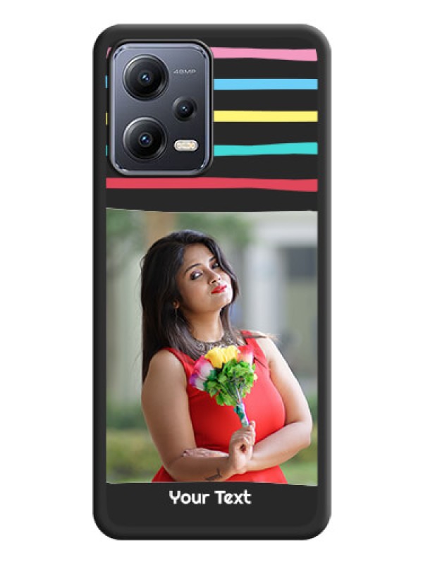 Custom Multicolor Lines with Image on Space Black Personalized Soft Matte Phone Covers - Poco X5 5G