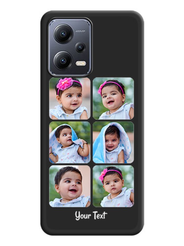Custom Floral Art with 6 Image Holder on Photo on Space Black Soft Matte Mobile Case - Poco X5 5G