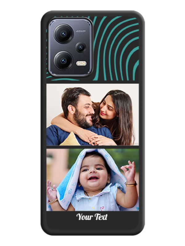 Custom Wave Pattern with 2 Image Holder on Space Black Personalized Soft Matte Phone Covers - Poco X5 5G