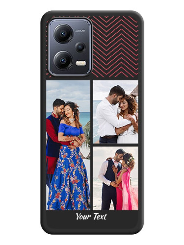 Custom Wave Pattern with 3 Image Holder on Space Black Custom Soft Matte Back Cover - Poco X5 5G