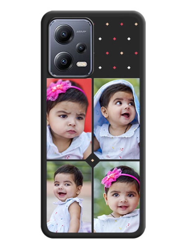 Custom Multicolor Dotted Pattern with 4 Image Holder on Space Black Custom Soft Matte Phone Cases - Poco X5 5G