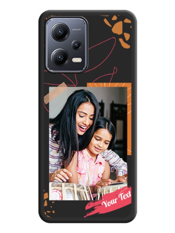 Custom Orange Photo Frame on Space Black Custom Soft Matte Phone Back Cover - Poco X5 5G