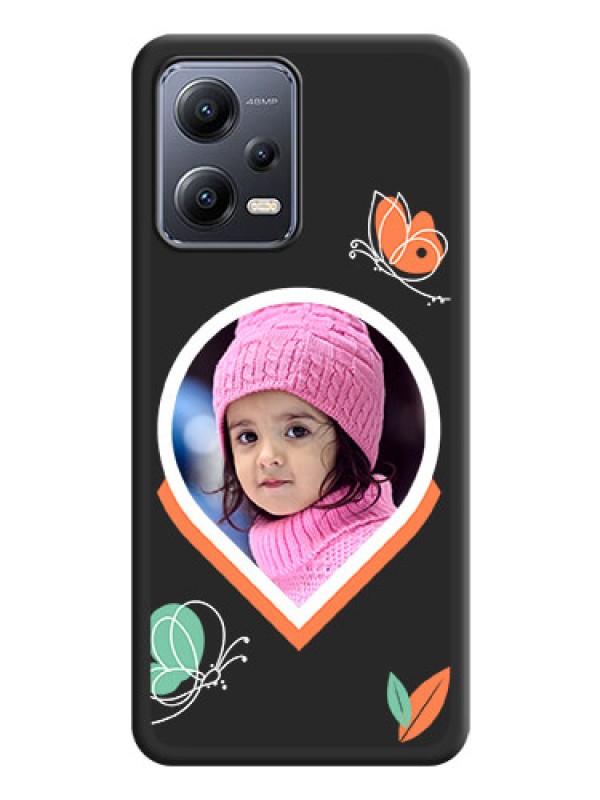 Custom Upload Pic With Simple Butterly Design On Space Black Personalized Soft Matte Phone Covers -Poco X5 5G