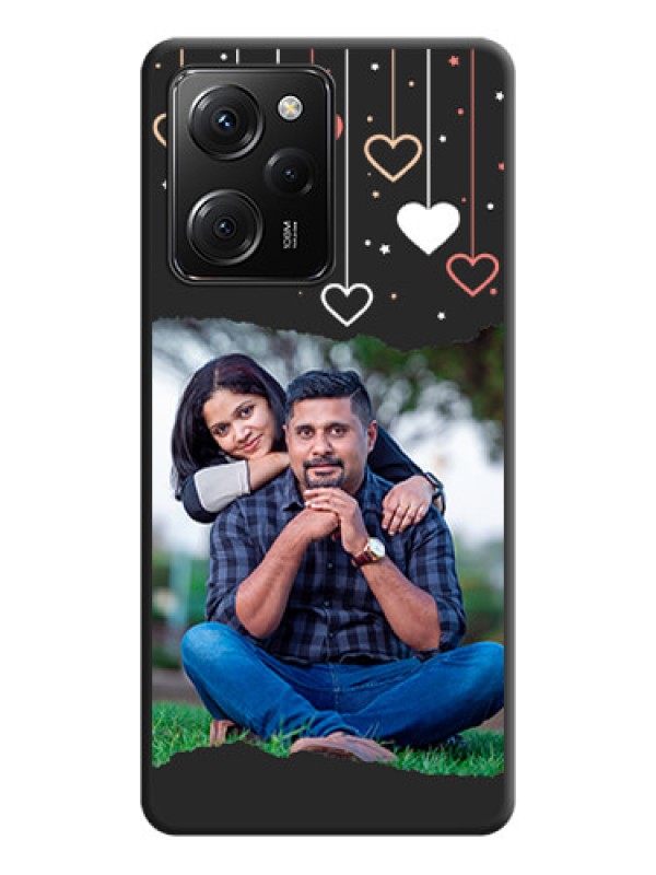Custom Love Hangings with Splash Wave Picture on Space Black Custom Soft Matte Phone Back Cover -Poco X5 Pro 5G