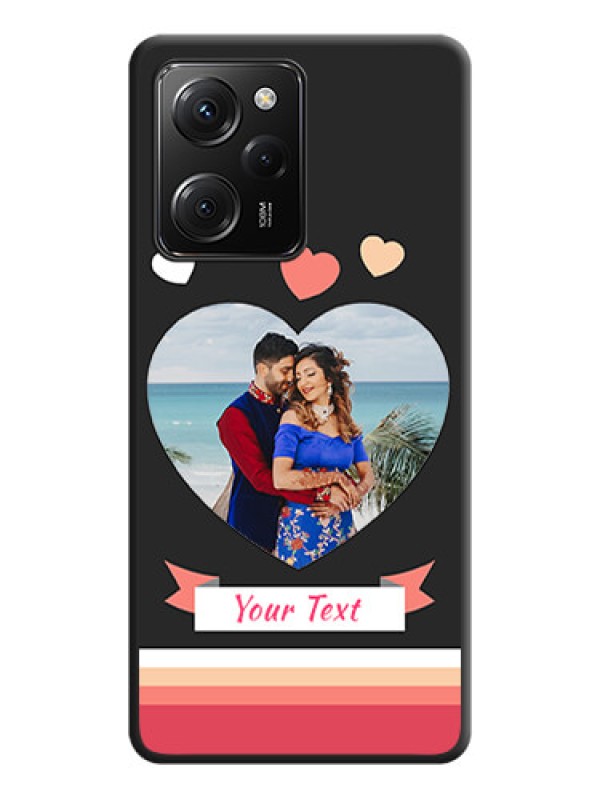 Custom Love Shaped Photo with Colorful Stripes on Personalised Space Black Soft Matte Cases -Poco X5 Pro 5G