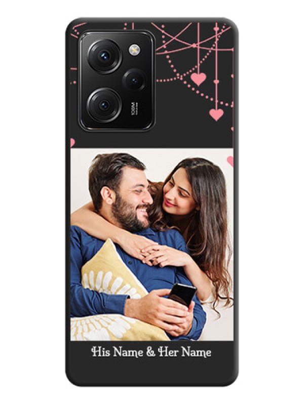 Custom Pink Love Hangings with Text on Space Black Custom Soft Matte Back Cover -Poco X5 Pro 5G