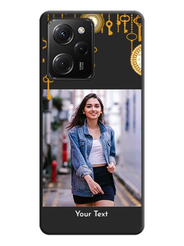 Custom Decorative Design with Text on Space Black Custom Soft Matte Back Cover -Poco X5 Pro 5G