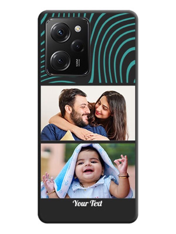 Custom Wave Pattern with 2 Image Holder on Space Black Personalized Soft Matte Phone Covers -Poco X5 Pro 5G