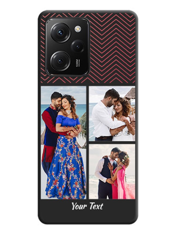 Custom Wave Pattern with 3 Image Holder on Space Black Custom Soft Matte Back Cover -Poco X5 Pro 5G