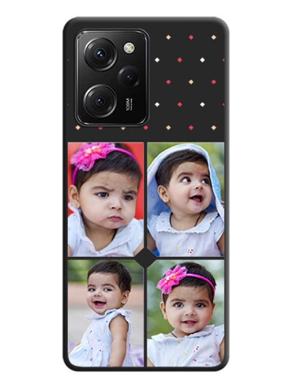 Custom Multicolor Dotted Pattern with 4 Image Holder on Space Black Custom Soft Matte Phone Cases -Poco X5 Pro 5G