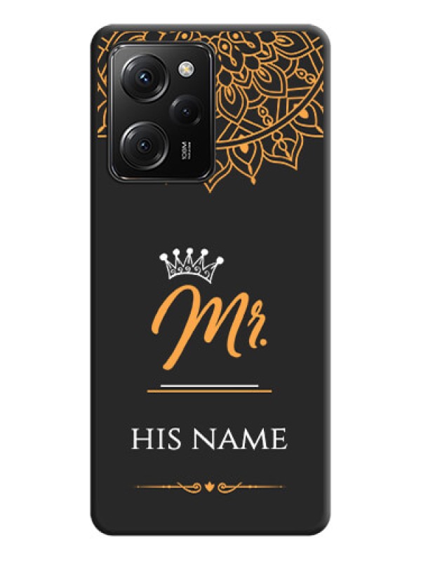 Custom Mr Name with Floral Design  on Personalised Space Black Soft Matte Cases -Poco X5 Pro 5G