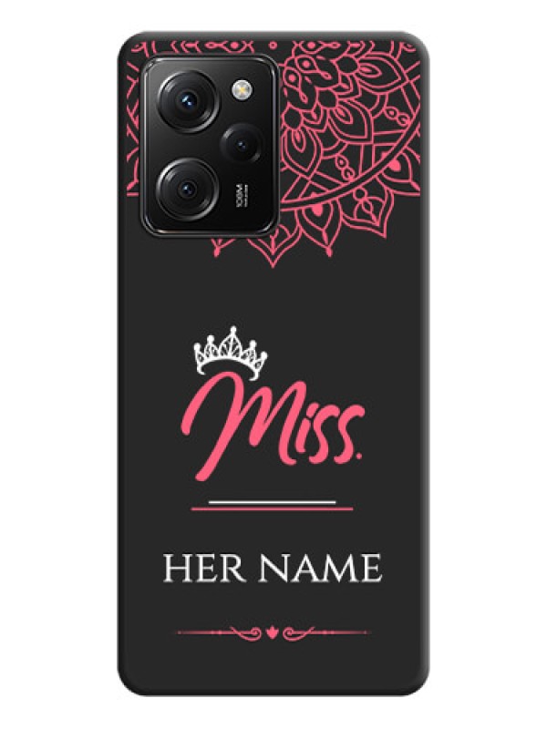 Custom Mrs Name with Floral Design on Space Black Personalized Soft Matte Phone Covers -Poco X5 Pro 5G