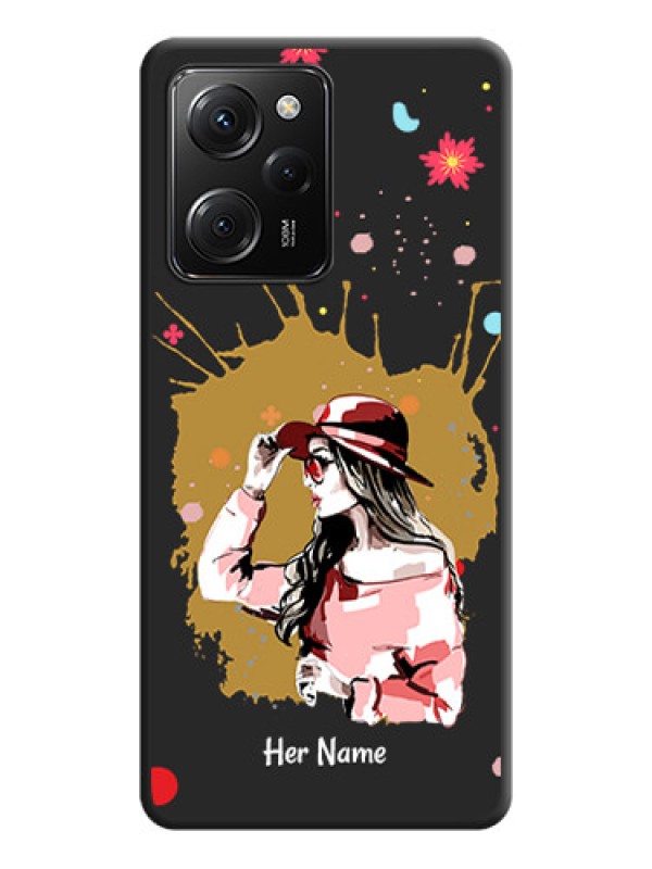 Custom Mordern Lady With Color Splash Background With Custom Text On Space Black Personalized Soft Matte Phone Covers -ApplePoco X5 Pro 5G
