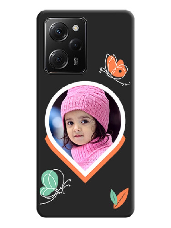 Custom Upload Pic With Simple Butterly Design On Space Black Personalized Soft Matte Phone Covers -ApplePoco X5 Pro 5G