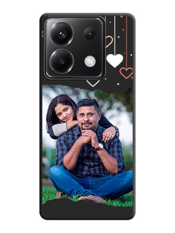 Custom Love Hangings with Splash Wave Picture on Space Black Custom Soft Matte Phone Back Cover - Poco X6 5G