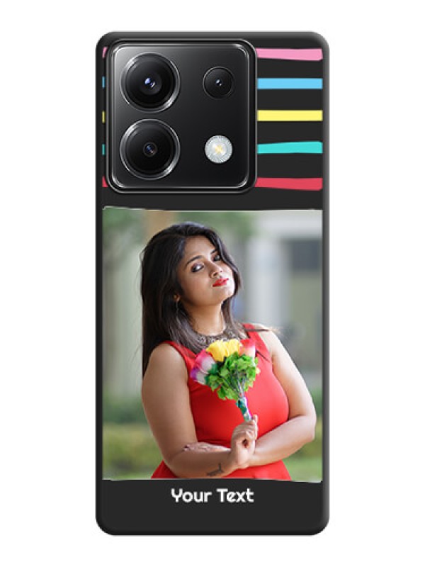 Custom Multicolor Lines with Image on Space Black Personalized Soft Matte Phone Covers - Poco X6 5G