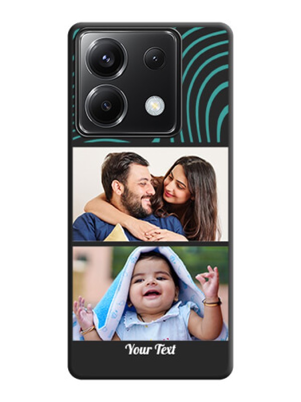 Custom Wave Pattern with 2 Image Holder on Space Black Personalized Soft Matte Phone Covers - Poco X6 5G