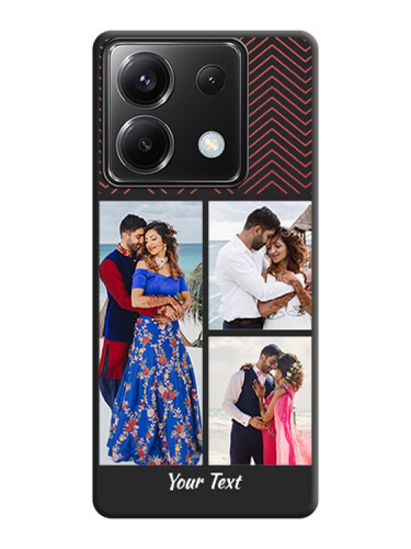 Custom Wave Pattern with 3 Image Holder on Space Black Custom Soft Matte Back Cover - Poco X6 5G