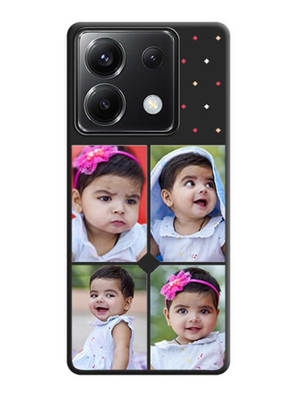 Custom Multicolor Dotted Pattern with 4 Image Holder on Space Black Custom Soft Matte Phone Cases - Poco X6 5G