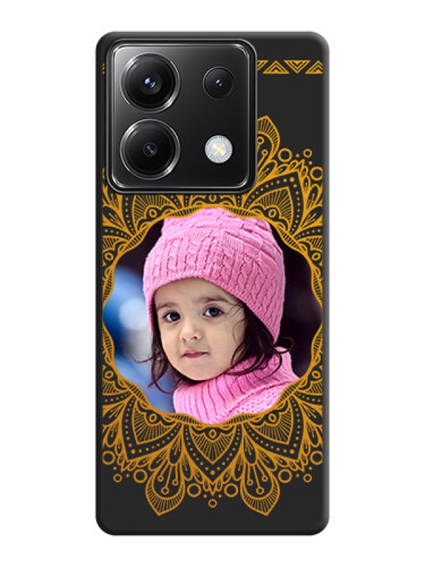 Custom Round Image with Floral Design - Photo on Space Black Soft Matte Mobile Cover - Poco X6 5G