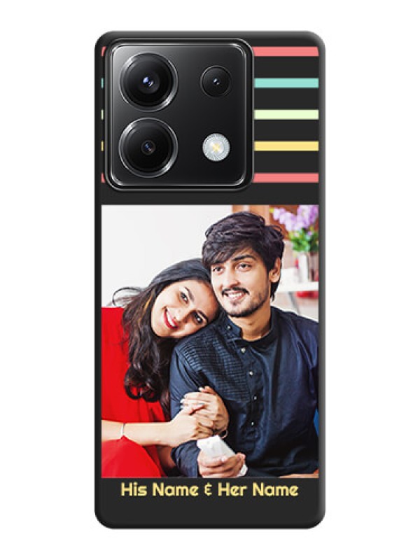 Custom Color Stripes with Photo and Text - Photo on Space Black Soft Matte Mobile Case - Poco X6 5G
