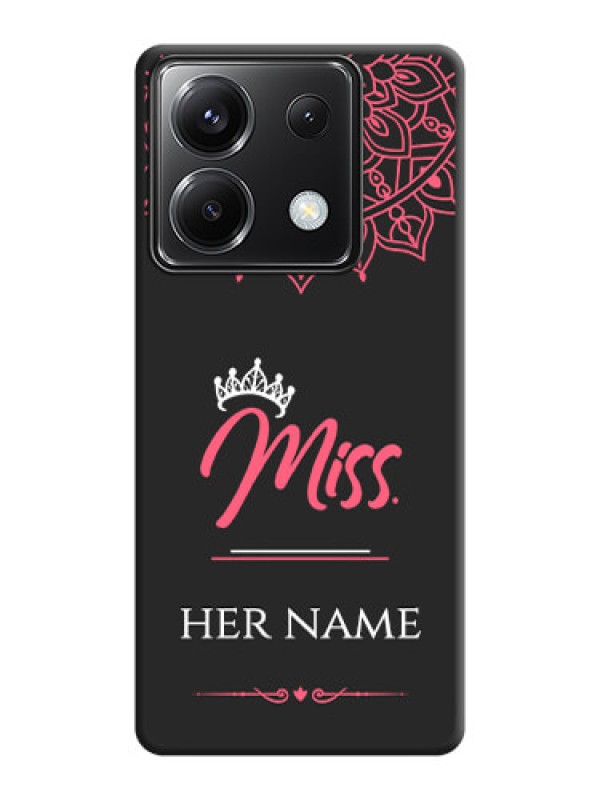 Custom Mrs Name with Floral Design on Space Black Personalized Soft Matte Phone Covers - Poco X6 5G