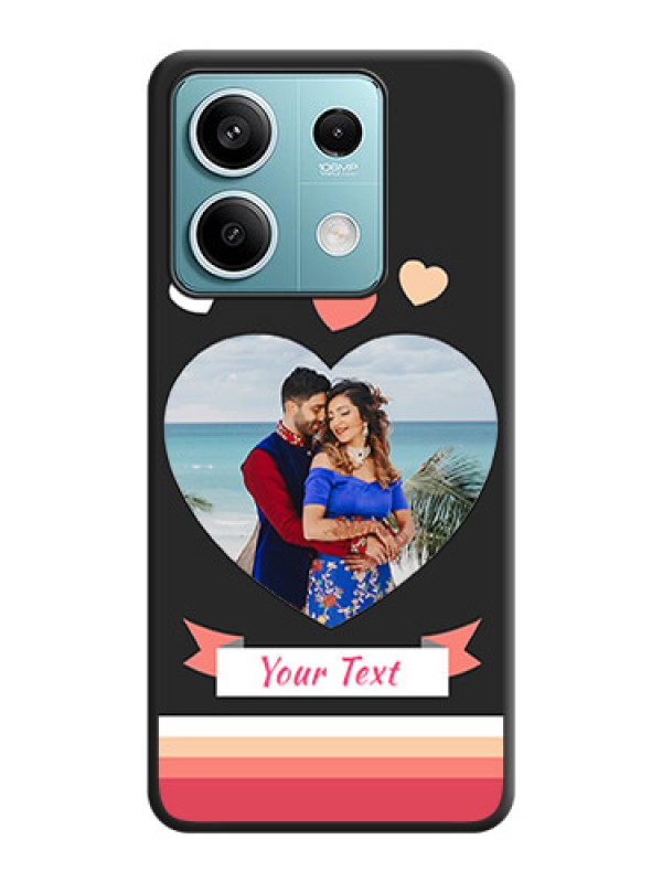Custom Love Shaped Photo with Colorful Stripes on Personalised Space Black Soft Matte Cases - Poco X6 Neo 5G