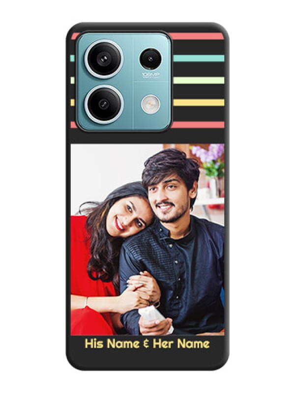 Custom Color Stripes with Photo and Text - Photo on Space Black Soft Matte Mobile Case - Poco X6 Neo 5G