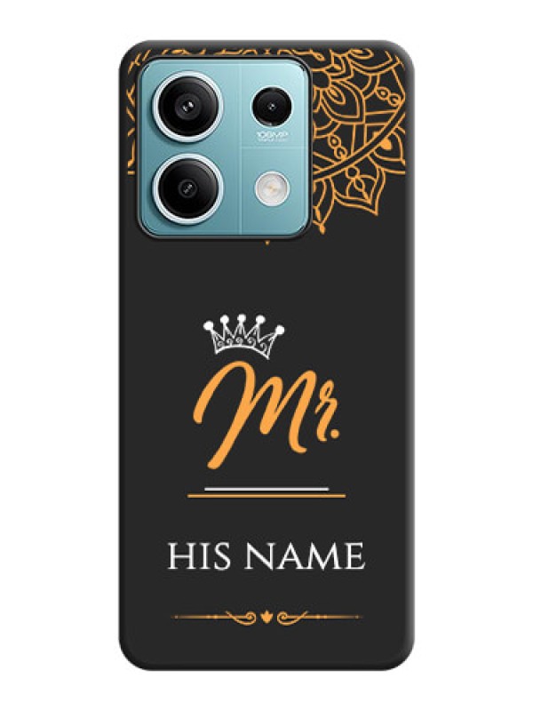 Custom Mr Name with Floral Design on Personalised Space Black Soft Matte Cases - Poco X6 Neo 5G