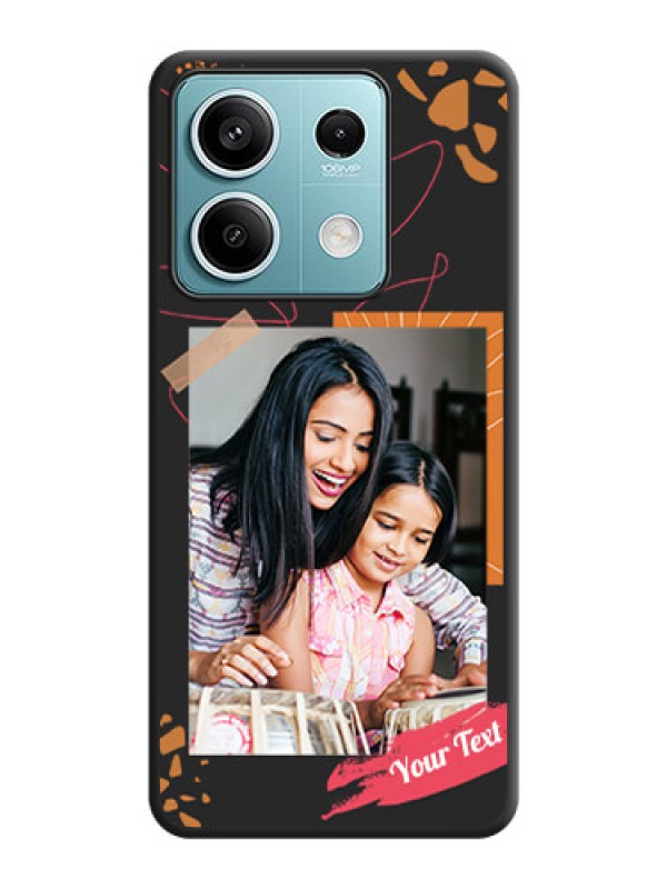 Custom Orange Photo Frame on Space Black Custom Soft Matte Phone Back Cover - Poco X6 Neo 5G