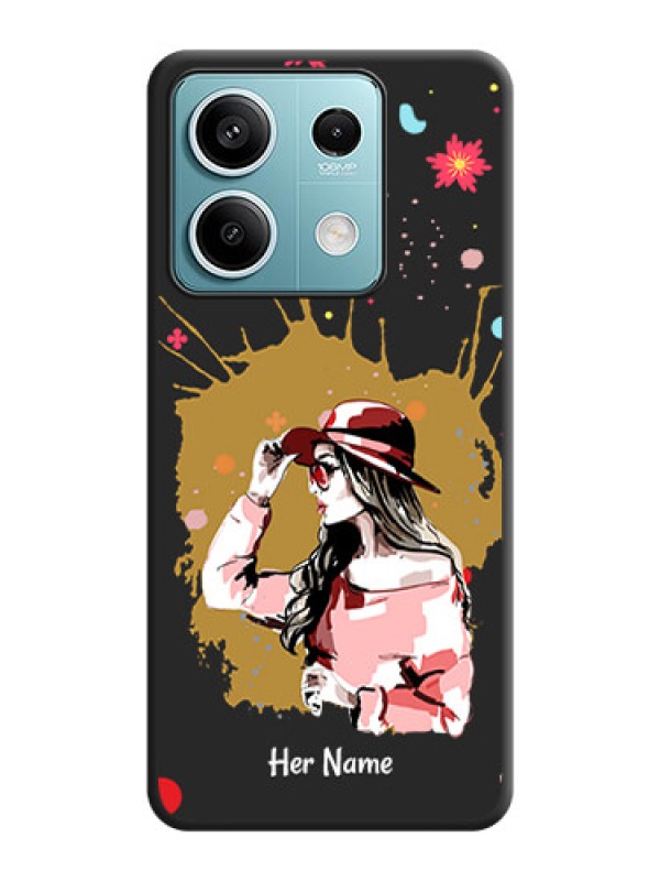 Custom Mordern Lady With Color Splash Background With Custom Text On Space Black Personalized Soft Matte Phone Covers - Poco X6 Neo 5G
