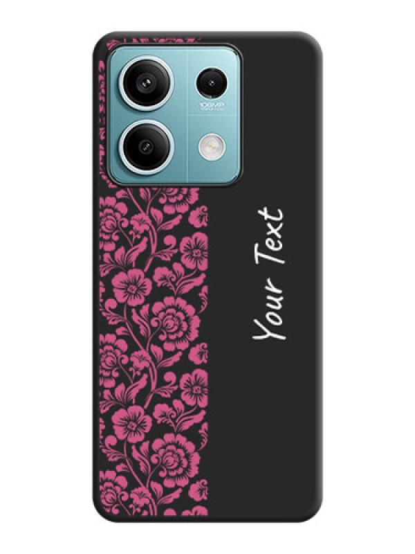 Custom Pink Floral Pattern Design With Custom Text On Space Black Personalized Soft Matte Phone Covers - Poco X6 Neo 5G