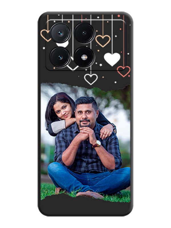 Custom Love Hangings with Splash Wave Picture on Space Black Custom Soft Matte Phone Back Cover - Poco X6 Pro 5G