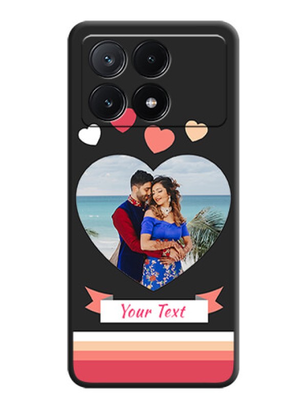 Custom Love Shaped Photo with Colorful Stripes on Personalised Space Black Soft Matte Cases - Poco X6 Pro 5G