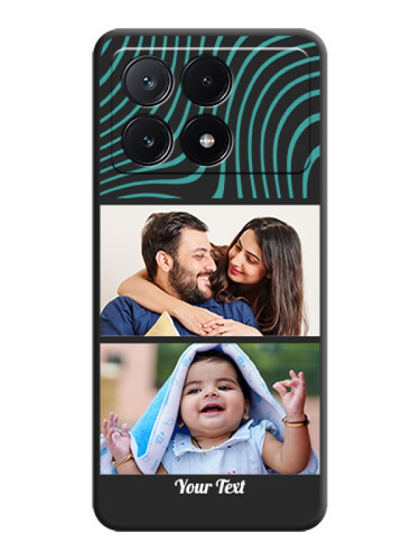 Custom Wave Pattern with 2 Image Holder on Space Black Personalized Soft Matte Phone Covers - Poco X6 Pro 5G