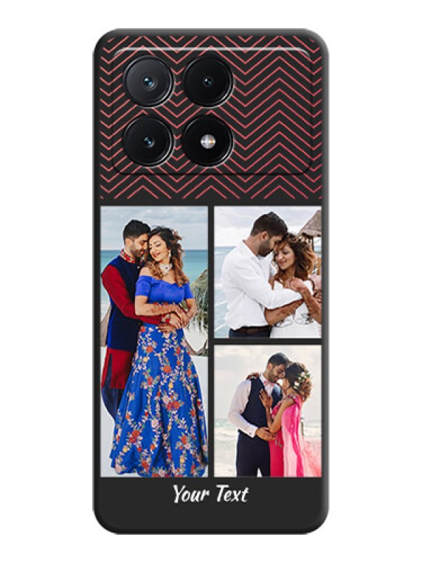 Custom Wave Pattern with 3 Image Holder on Space Black Custom Soft Matte Back Cover - Poco X6 Pro 5G
