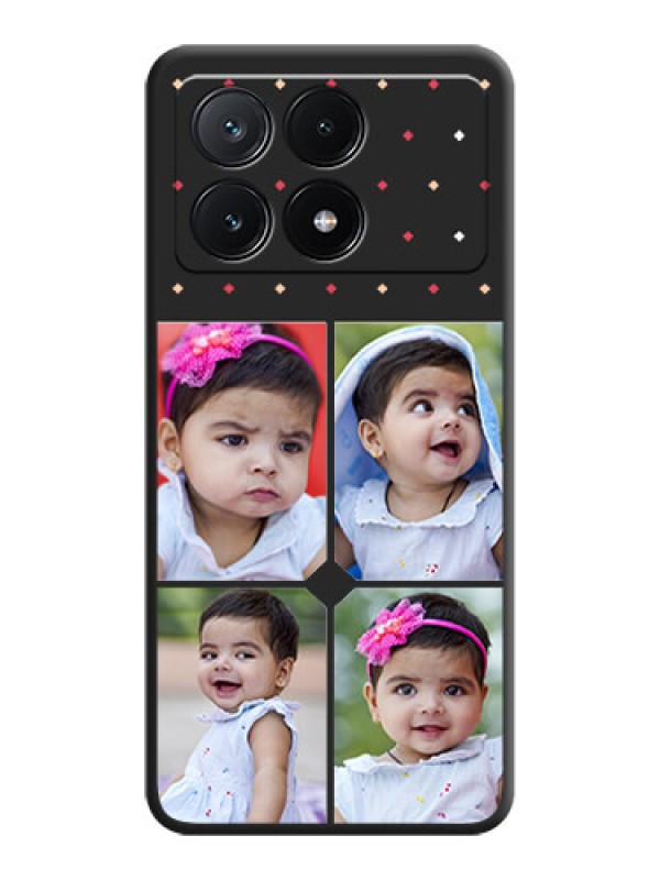 Custom Multicolor Dotted Pattern with 4 Image Holder on Space Black Custom Soft Matte Phone Cases - Poco X6 Pro 5G