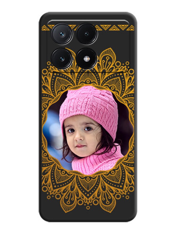 Custom Round Image with Floral Design - Photo on Space Black Soft Matte Mobile Cover - Poco X6 Pro 5G