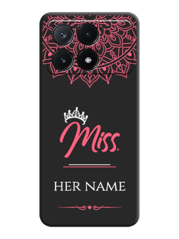 Custom Mrs Name with Floral Design on Space Black Personalized Soft Matte Phone Covers - Poco X6 Pro 5G