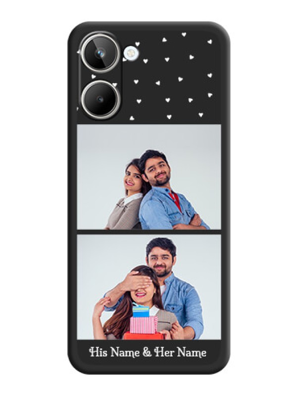 Custom Miniature Love Symbols with Name on Space Black Custom Soft Matte Back Cover - Realme 10 Pro 5G