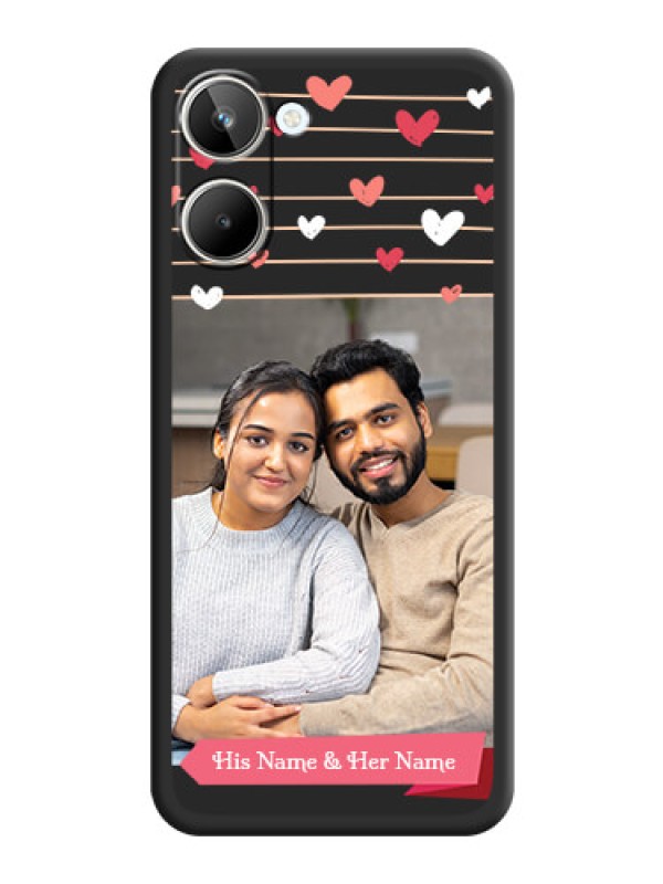 Custom Love Pattern with Name on Pink Ribbon  on Photo on Space Black Soft Matte Back Cover - Realme 10 Pro 5G