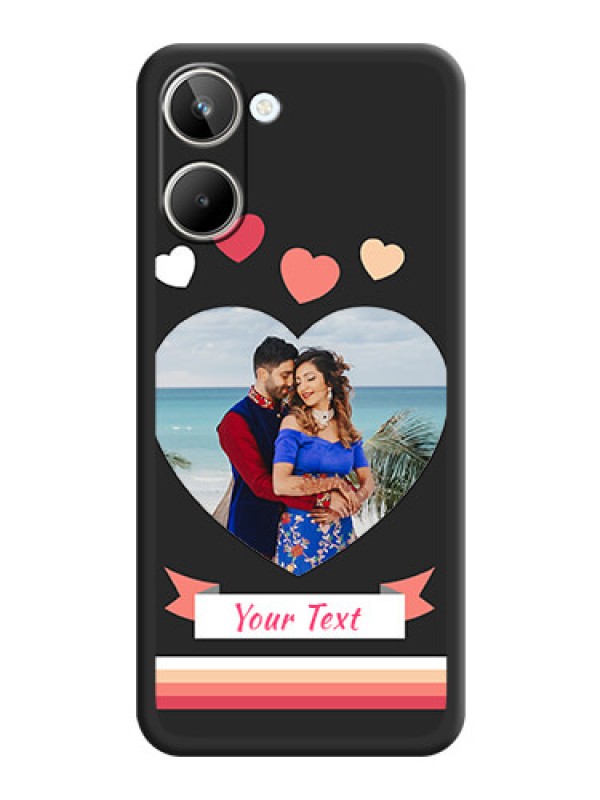 Custom Love Shaped Photo with Colorful Stripes on Personalised Space Black Soft Matte Cases - Realme 10 Pro 5G