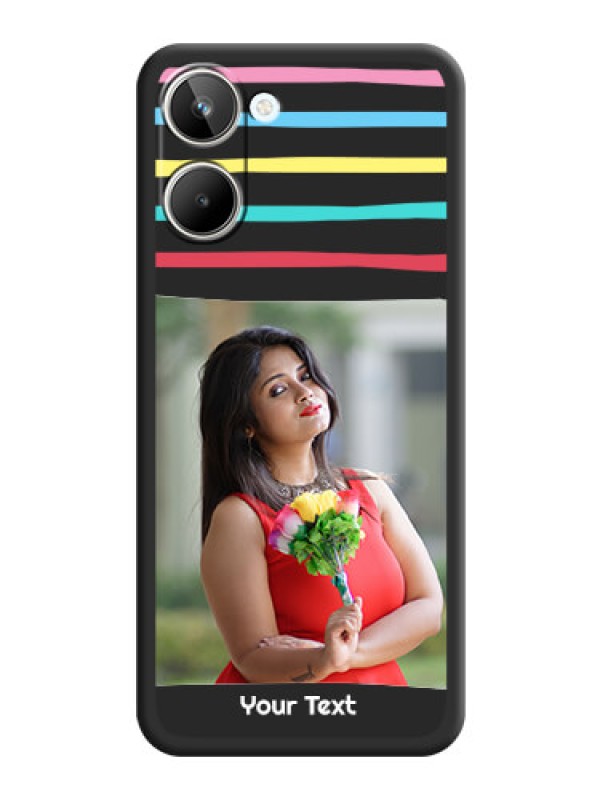 Custom Multicolor Lines with Image on Space Black Personalized Soft Matte Phone Covers - Realme 10 Pro 5G