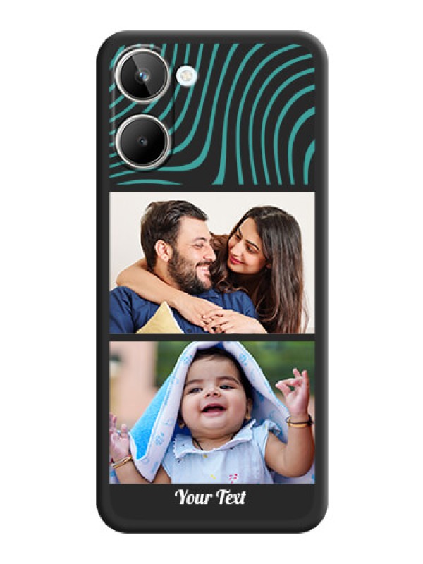 Custom Wave Pattern with 2 Image Holder on Space Black Personalized Soft Matte Phone Covers - Realme 10 Pro 5G