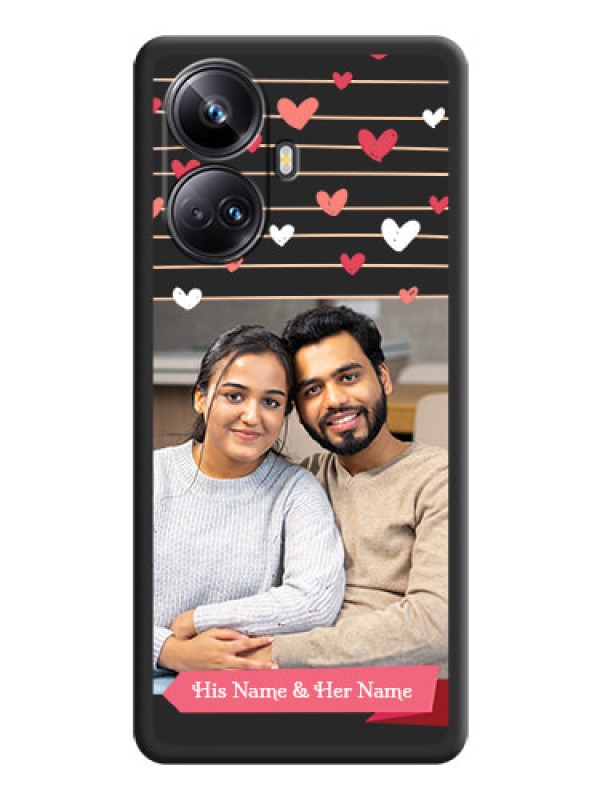 Custom Love Pattern with Name on Pink Ribbon  on Photo on Space Black Soft Matte Back Cover - Realme 10 Pro Plus 5G
