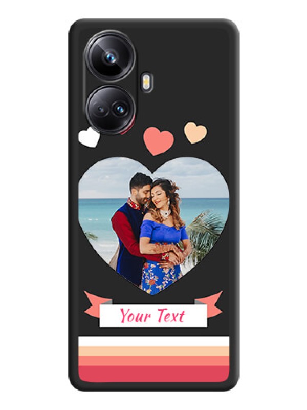Custom Love Shaped Photo with Colorful Stripes on Personalised Space Black Soft Matte Cases - Realme 10 Pro Plus 5G